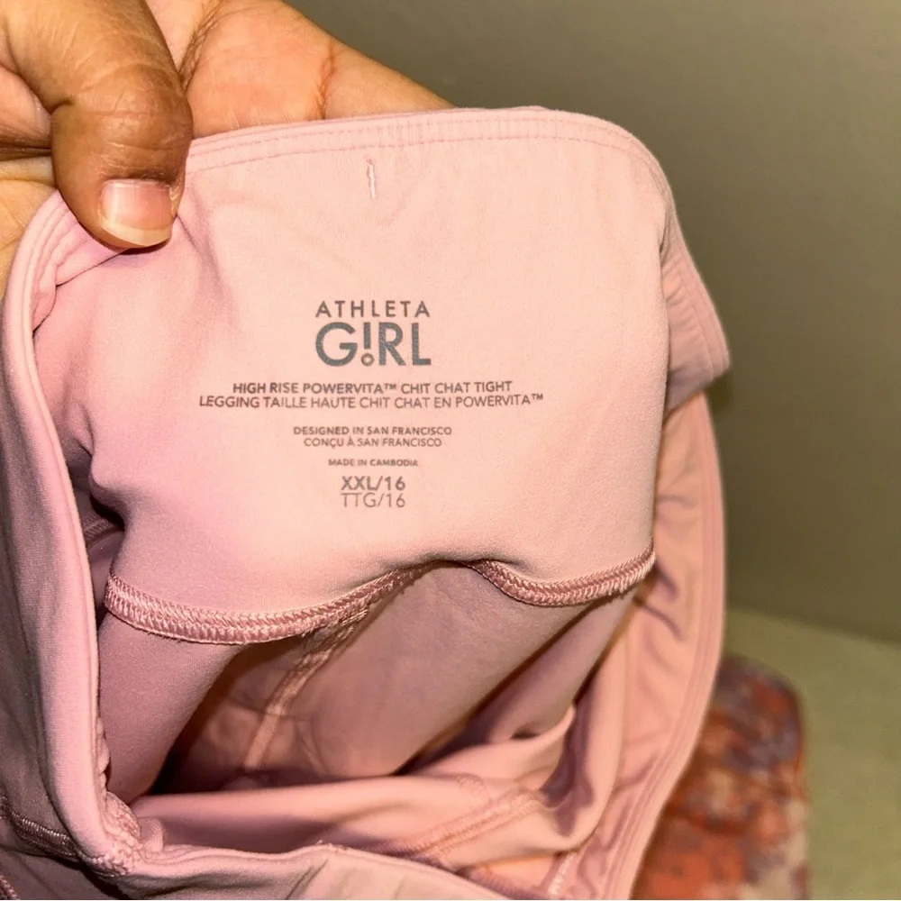 Bundle Athleta Girl High‎ Rise Powervita chit chat tight Leggings Pink XXL/16